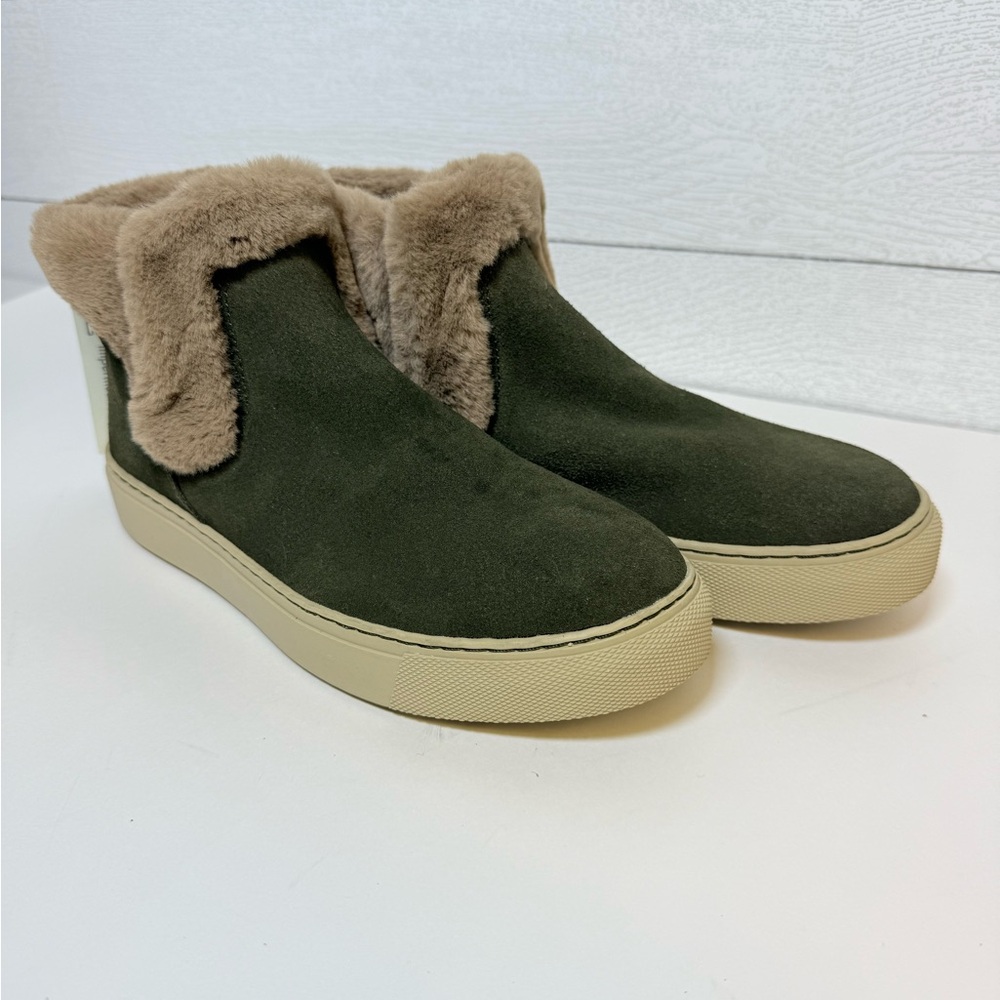 Cougar Women’s Duffy Olive Suede Comfort Boots Faux Fur Lined Size 7 nwt